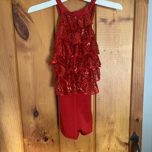 Sparkling Red Kids Dance Costume